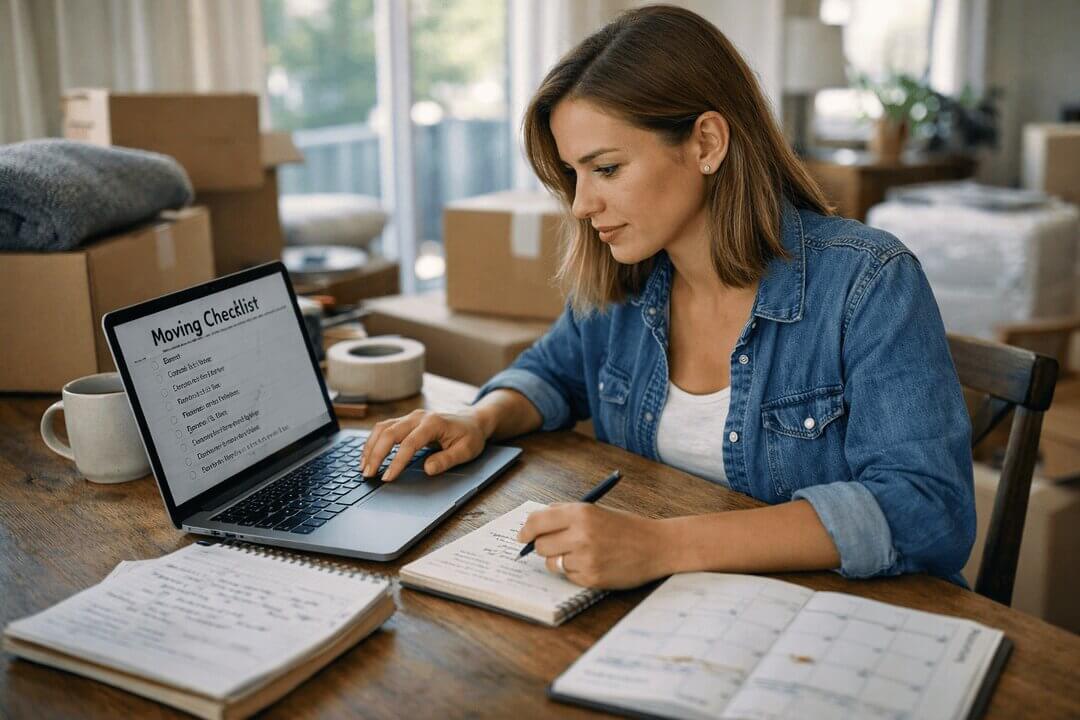 Modern office prepared for commercial moving services