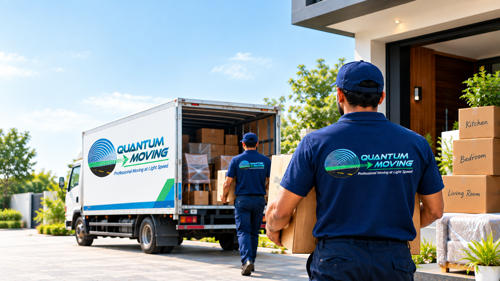 Professional movers loading a moving truck